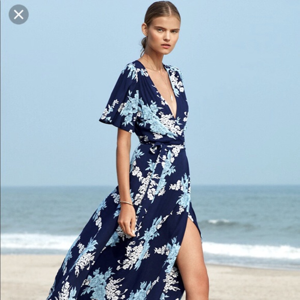 Privacy Please REVOLVE Plaza Kimono Wrap Dress Athena Flutter Sleeve Low Cut